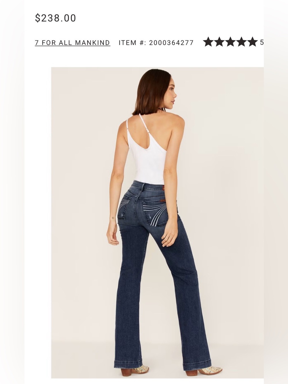 7 For All Mankind Women's Dark Indigo High-Rise Flare Jeans